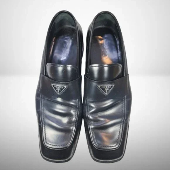 Prada Brushed Leather Triangle Logo Loafers Size: 8.5 - Picture 3 of 16